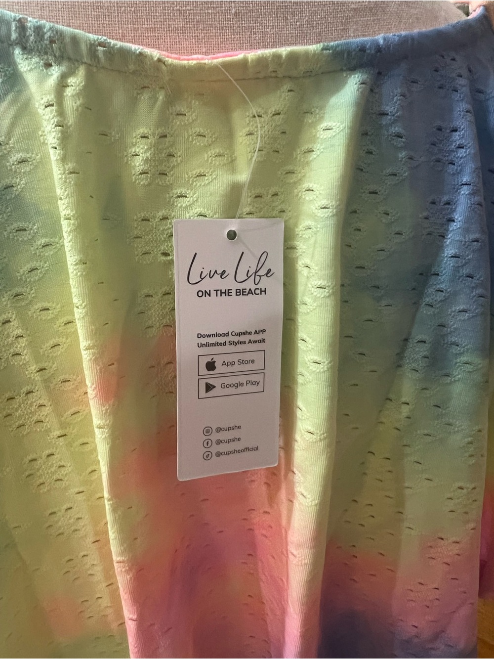 Cupshe Pastel Tie-Dye Midi Dress in Blue, Pink & Green - Picture 5 of 9